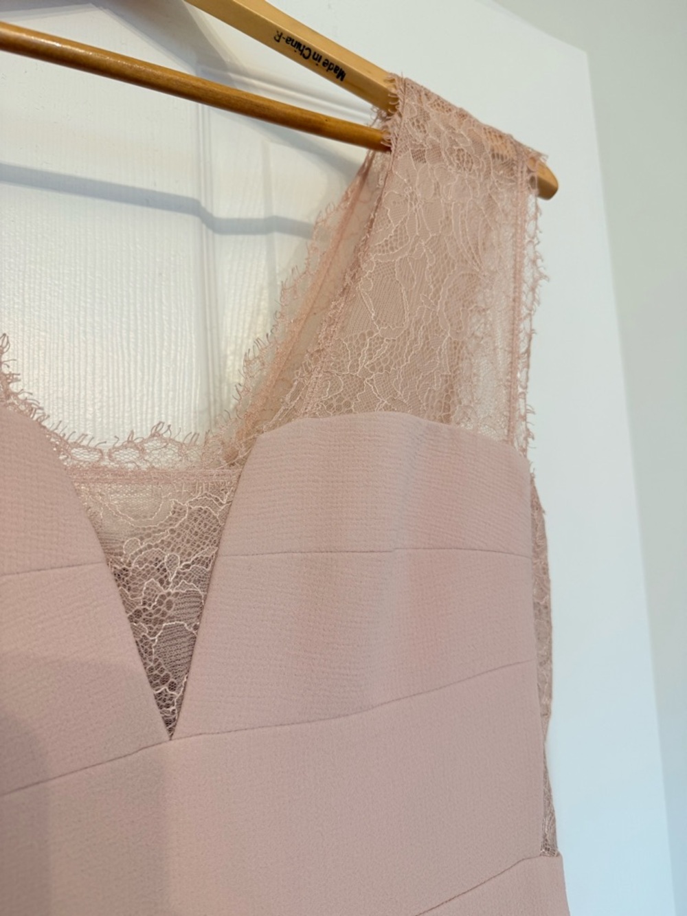 BCBGMaxAzria Blush Lace-Trim Peplum Maxi Dress - Picture 3 of 7